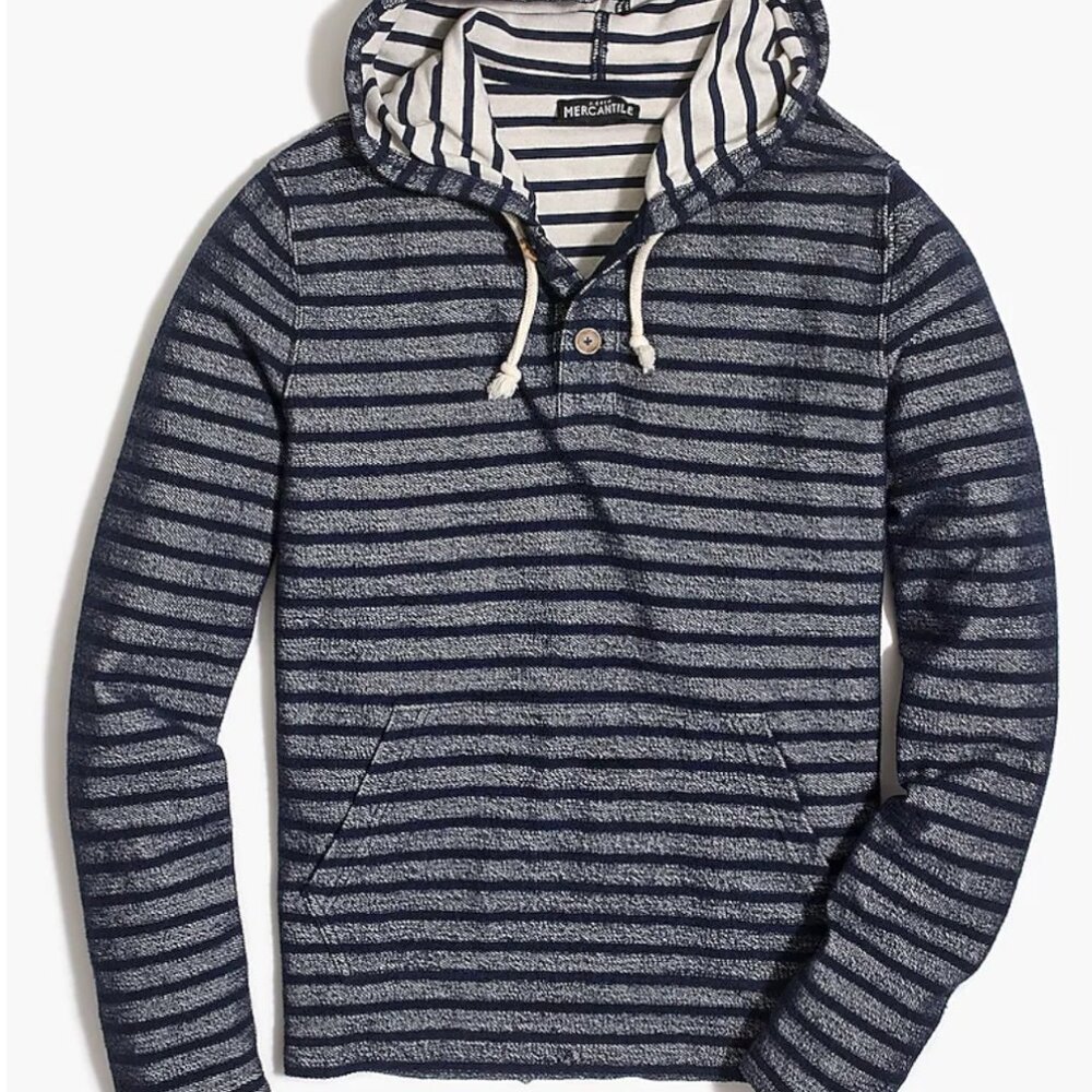 J. Crew striped slub terry henley hoodie